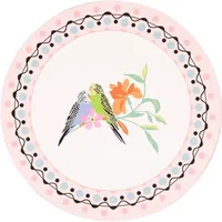 Cath Kidston Painted Table Set Of 4 Budgie Cork Backed Round Coasters