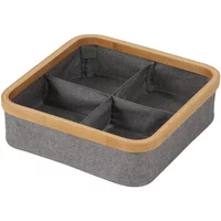 Showerdrape Cotswold Grey & Bamboo Storage Tray with 4 Compartments