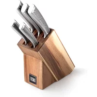 Taylor's Eye Witness Stratford Black Painted 5 Piece Hollow Handle Acacia Wood Knife Block Set