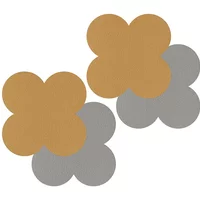 I-Style Mustard and Grey Scalloped Flexi Set of 4 Faux Leather Coasters