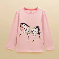 Joules Kids Pink Horse Ava Applique Long Sleeve Top