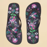 Joules Navy Floral Sandy Printed Flip Flops