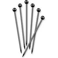 Final Touch Set of 6 Stainless Steel Cocktail Picks - Black Chrome Finish