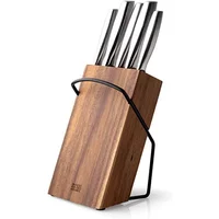 Taylor's Eye Witness Hamilton Stainless Steel 5 Piece Hollow Handle Acacia Wood Knife Block Set