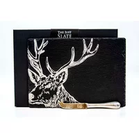 Selbrae House Just Slate Company Stag Slate Cheese Board & Knife Gift Set
