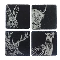 Selbrae House Just Slate Company Set of 4 Country Animals Slate Coasters