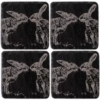 Selbrae House Just Slate Company Set of 4 Kissing Hares Slate Coasters