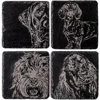 Selbrae House Just Slate Company Set of 4 Mixed Dog Slate Coasters