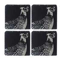 Selbrae House Just Slate Company Set of 4 Pheasant Slate Coasters