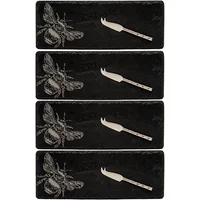 Selbrae House Just Slate Company Set of 4 Bee Mini Cheese Board & Knife Sets