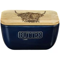 Selbrae House Just Slate Company Highland Cow Blue Butter Dish