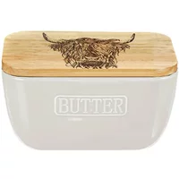 Selbrae House Just Slate Company Highland Cow White Butter Dish