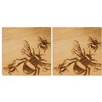 Selbrae House Just Slate Company Set of 2 Bee Oak Coasters