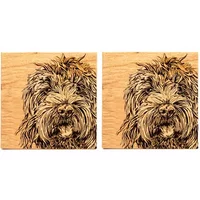 Selbrae House Just Slate Company Set of 2 Cockapoo Oak Coasters