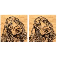 Selbrae House Just Slate Company Set of 2 Cocker Spaniel Oak Coasters