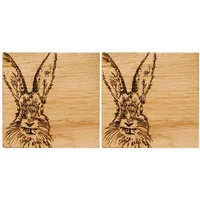 Selbrae House Just Slate Company Set of 2 Hare Oak Coasters