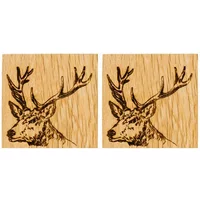 Selbrae House Just Slate Company Set of 2 Stag Oak Coasters