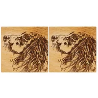 Selbrae House Just Slate Company Set of 2 Spaniel Oak Coasters