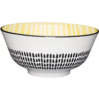KitchenCraft 16cm Moroccan Style Yellow Stripe Ceramic Bowl
