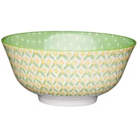 KitchenCraft 16cm Green Geometric Ceramic Bowl