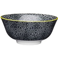 KitchenCraft 16cm Black and White Floral Ceramic Bowl