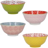 KitchenCraft Set of 4 Brights Design Ceramic Bowls