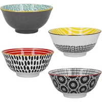 KitchenCraft Set of 4 Monochrome Design Ceramic Bowls