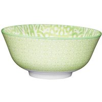 KitchenCraft 16cm Green and White Tile Effect Ceramic Bowl