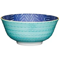 KitchenCraft 16cm Contrasting Blue Chevron and Spotty Ceramic Bowl