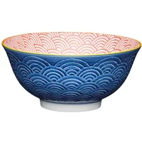 KitchenCraft 16cm Blue Arched Pattern Ceramic Bowl