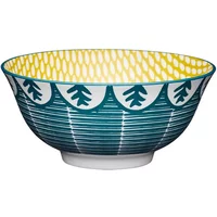 KitchenCraft 16cm Leafy Green Print Ceramic Bowl