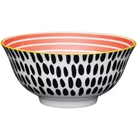 KitchenCraft 16cm Red Swirl and Black Spots Ceramic Bowl