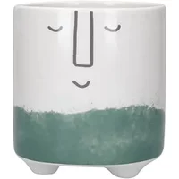 KitchenCraft Green Happy Face Design Ceramic Pot