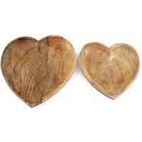 SiL Set of 2 Wooden Heart Trays