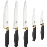 Taylor's Eye Witness Brooklyn Brass 5 Piece Knife Set With Knife Sharpener