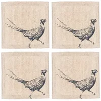 Selbrae House Just Slate Company Set of 4 Pheasant Linen Coasters