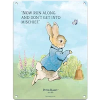 Peter Rabbit Now Run Along Mischief Mini Metal Sign