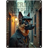 Peaky Paws Club German Shepherd Mini Metal Sign