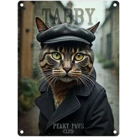 Peaky Paws Club Tabby Cat Mini Metal Sign