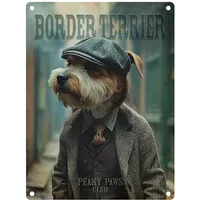 Peaky Paws Club Border Terrier Mini Metal Sign