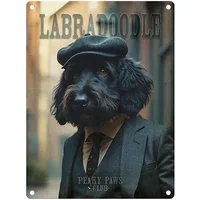 Peaky Paws Club Black Labradoodle Mini Metal Sign