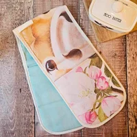 Lucy's Farm 'Blossom Moo' Cow Double Oven Gloves