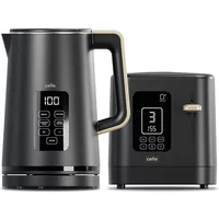 Cello Overture Ash Black 2 Slot Toaster & Kettle