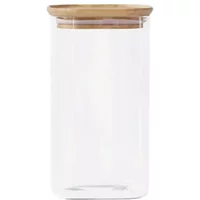 Pebbly Square 1400ml Canister With Bamboo Lid