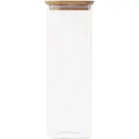 Pebbly Square 2200ml Canister With Bamboo Lid