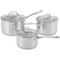 Stellar 7000 Profile Silver 3 Piece Saucepan Set