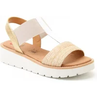 Heavenly Feet Beige White Gold Mika Sandals
