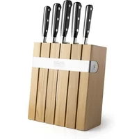 Sabatier Professional 5 Piece Kitchen Knife Set & Oak/Stainless Steel Knife Block