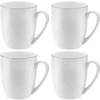 Royal Worcester Serendipity Platinum Set of 4 Barrel Shape Mugs