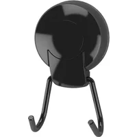 Showerdrape Suctionloc Black Steel Suction Wall Mounted Twin Robe Hook
